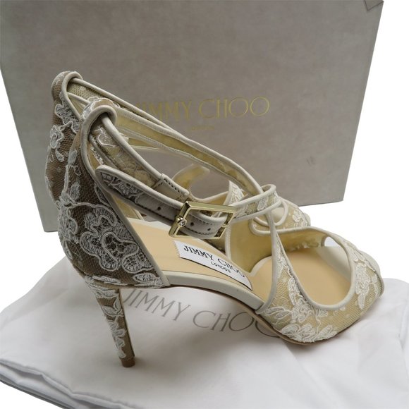 Jimmy Choo EMILY 85 Ivory Floral Sandals - Picture 5 of 8